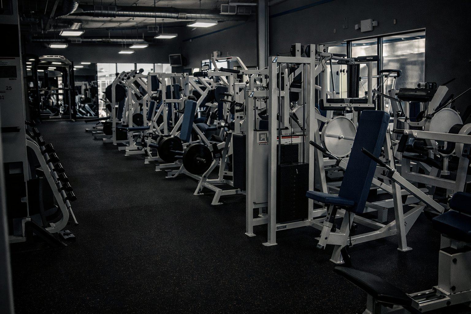 Strength machines on the training floor