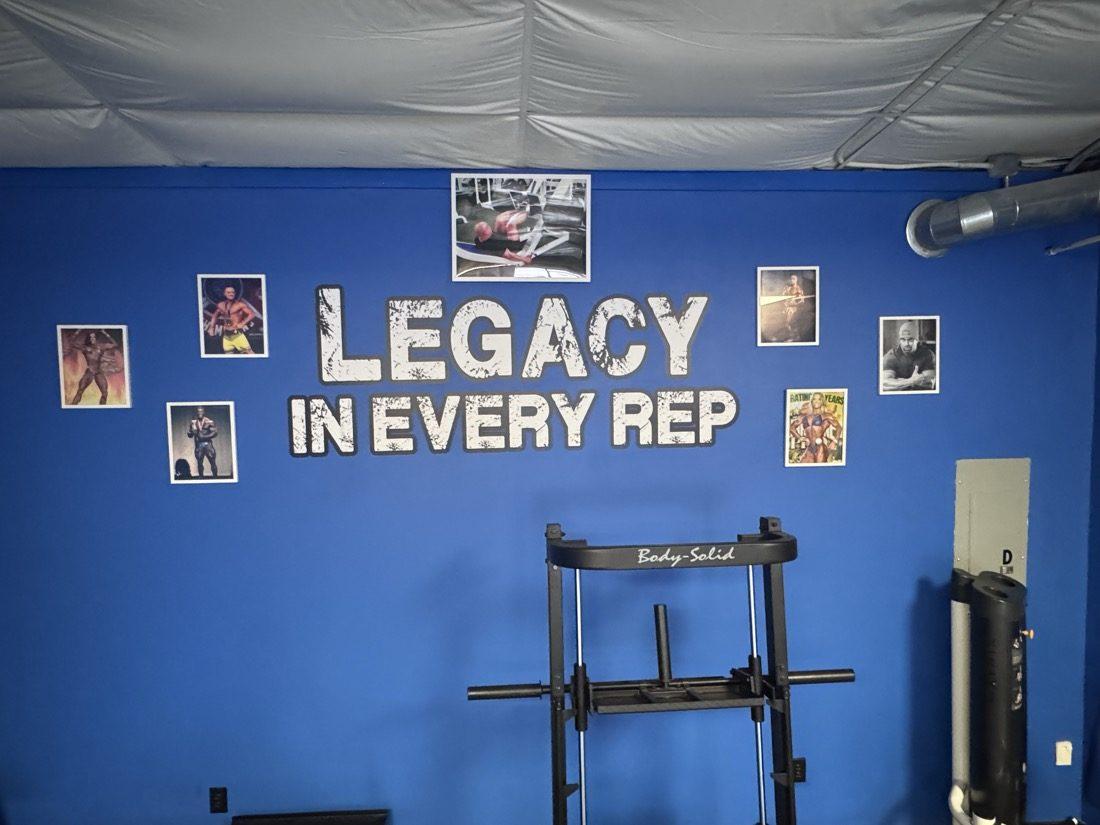 The Legacy in Every Rep wall at Xtreme Fitness